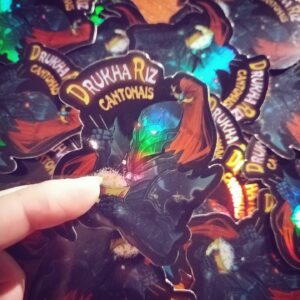 Sticker holographique W40K Drukhariz Cantonais